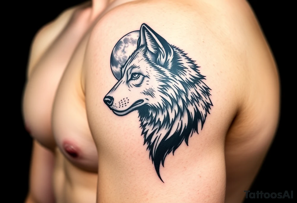 wolf,full moon. tattoo idea