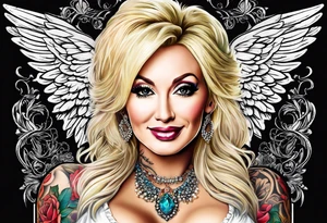 Dolly Parton with angel wings tattoo idea