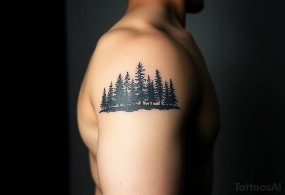 Coniferouse forest silhouette around the forearm a tattoo tattoo idea