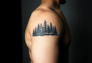 Coniferouse forest silhouette around the forearm a tattoo tattoo idea