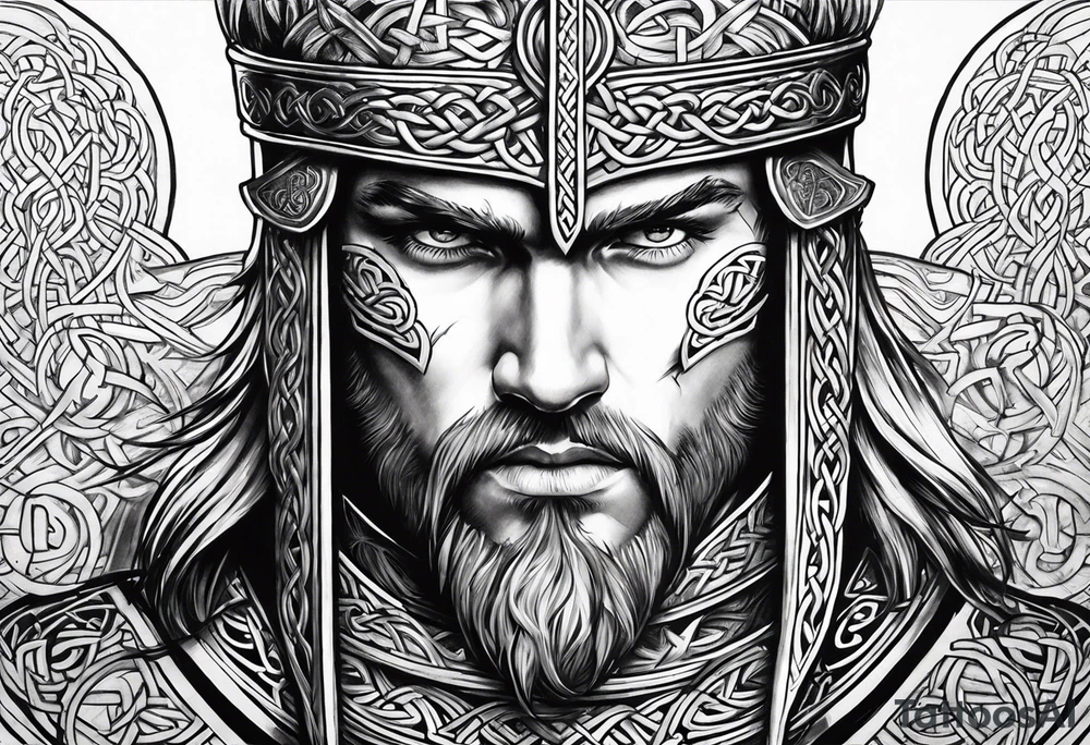 Celtic warrior facing left tattoo idea