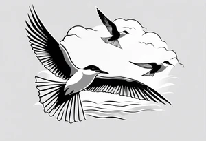 20 Silhouettes of an Arctic Tern flying. White space between each Silhouette tattoo idea