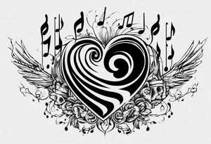 music stave hearth tattoo idea