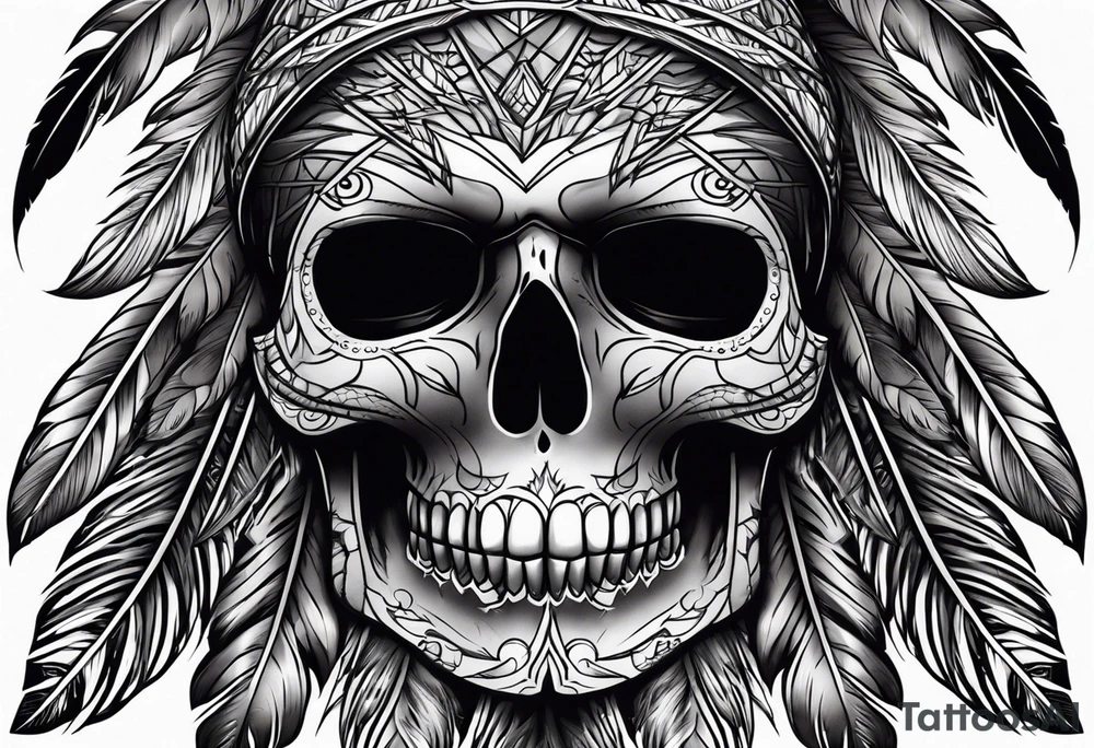 Dark, skull, feathers,eyes tattoo idea