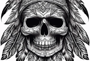Dark, skull, feathers,eyes tattoo idea