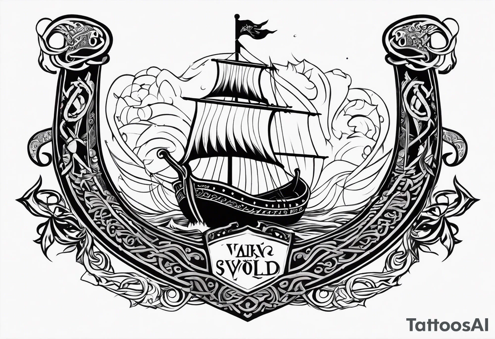 Valhalla sword shield viking ship dragon tattoo idea