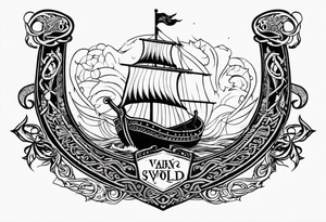 Valhalla sword shield viking ship dragon tattoo idea