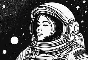 full astronaut, minimalist, simple tattoo idea