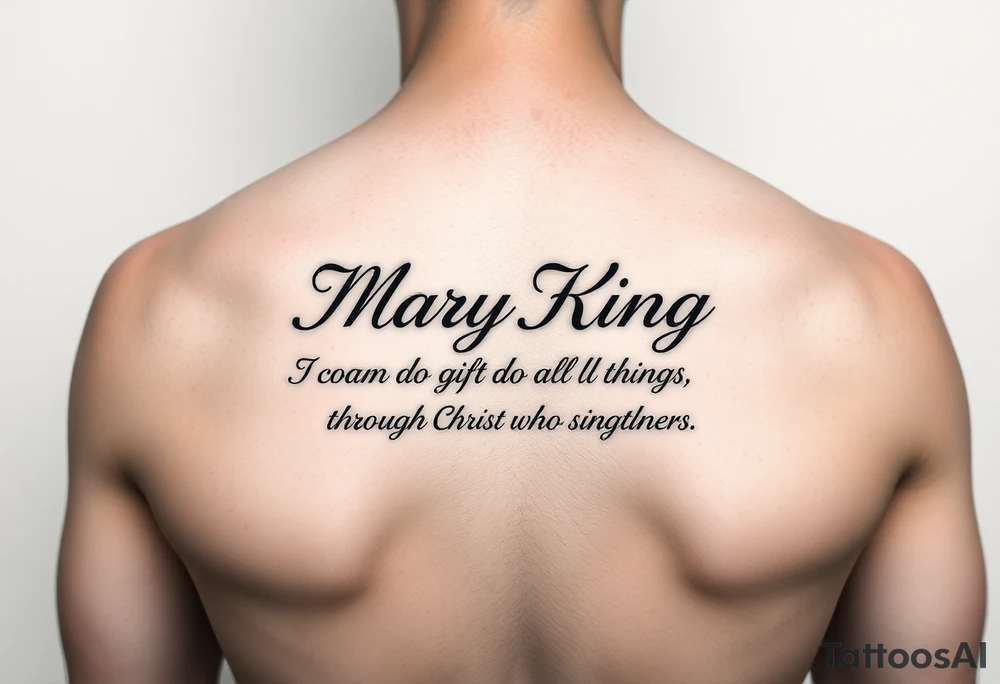 generate a pretty tattoo in my wrist with the name mary king and the bible verse “i can do all things through christ who strengthens me” and the verse tattoo idea