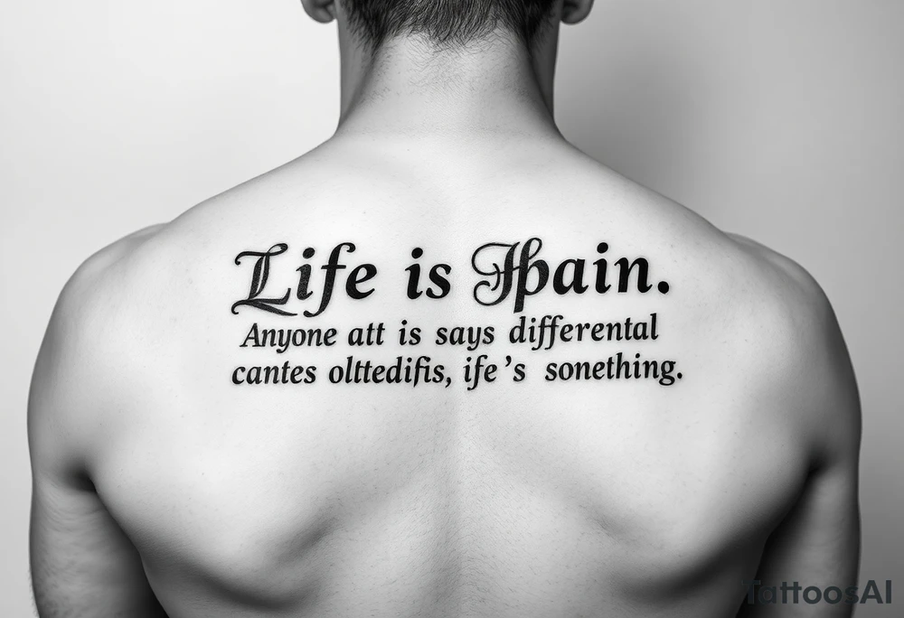 “Life is pain, Highness. Anyone who says differently is selling something.”
Scroll font tattoo idea