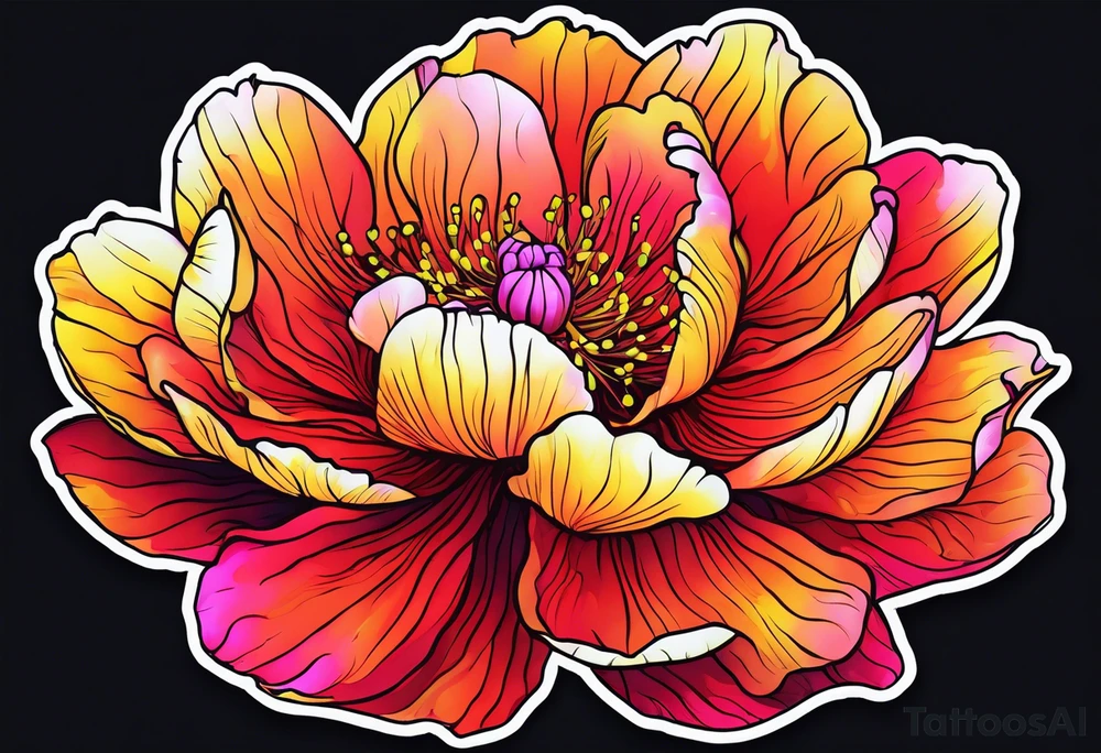 neon floral peonie clip art tattoo idea
