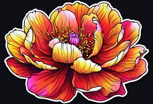 neon floral peonie clip art tattoo idea