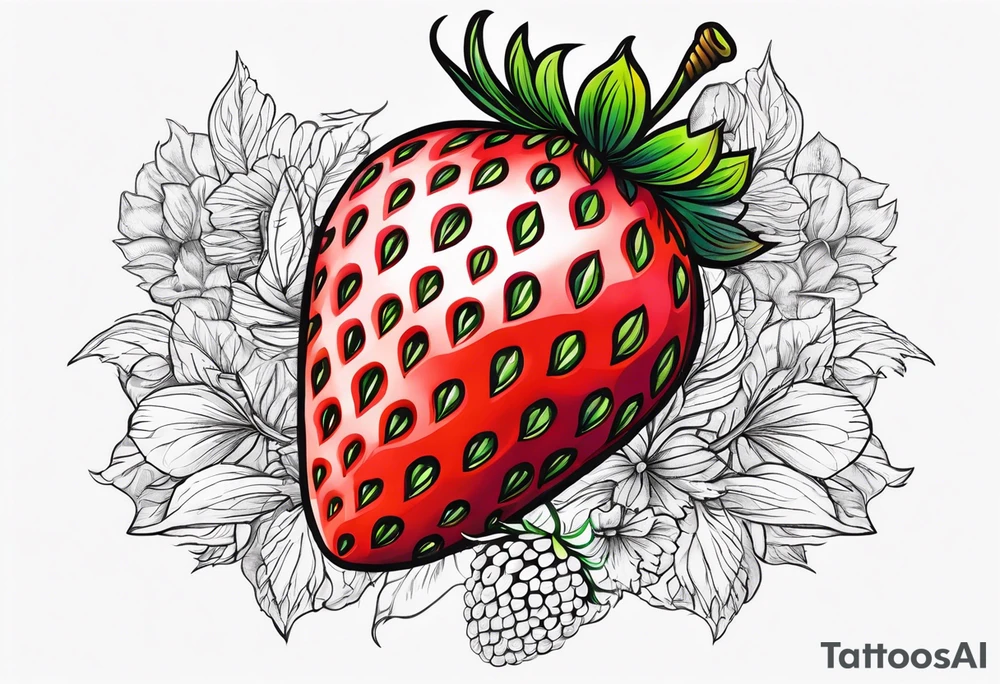 Single Strawberry tattoo idea