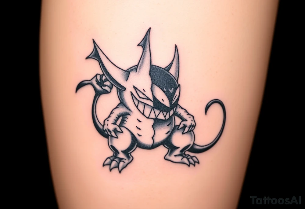 GENGAR FROM POKÉMON AND VENOM FROM MARVEL FUSION tattoo idea