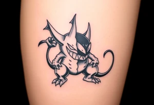 GENGAR FROM POKÉMON AND VENOM FROM MARVEL FUSION tattoo idea