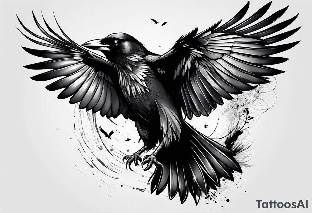 crow with open wings tattoo idea