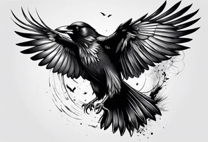crow with open wings tattoo idea