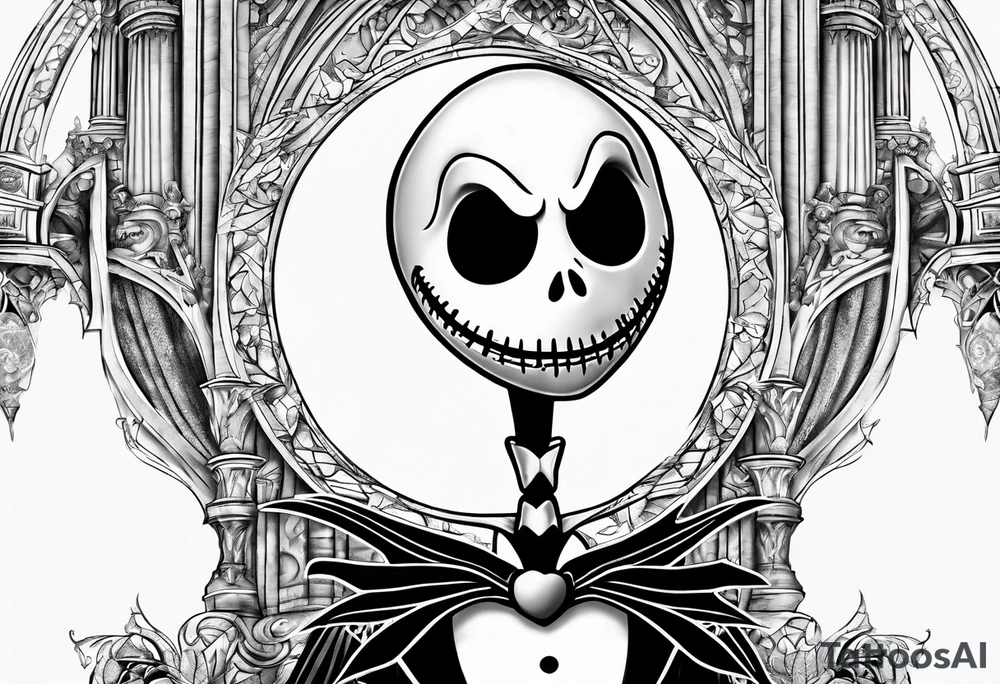 Jack Skellington with duomo of milano tattoo idea