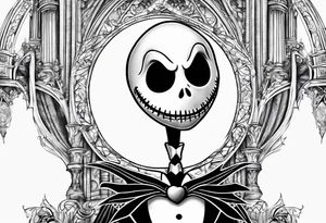 Jack Skellington with duomo of milano tattoo idea