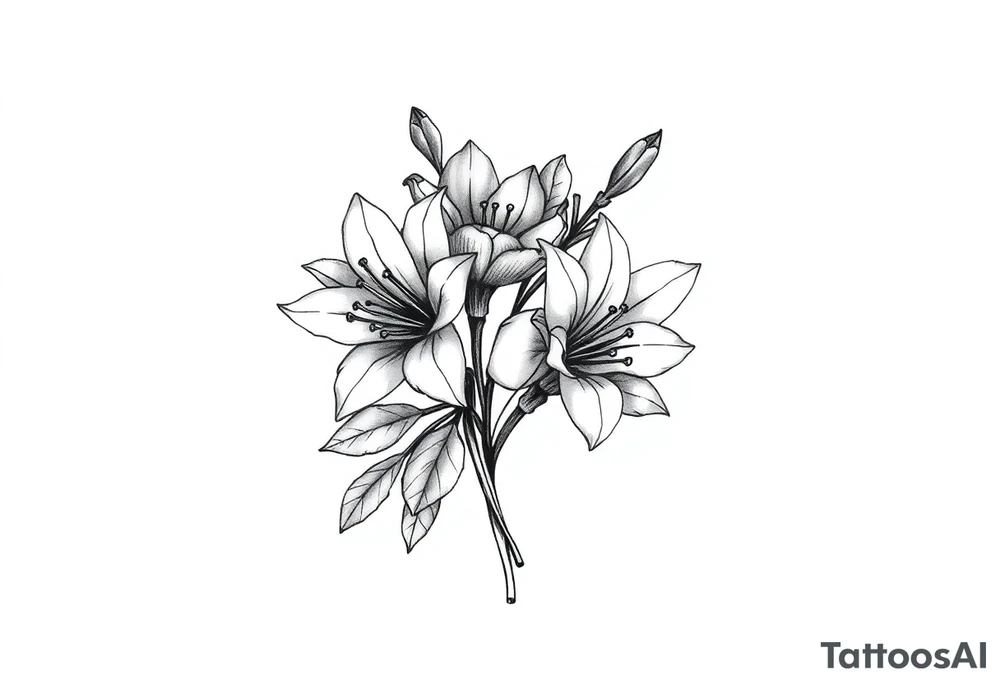small flower bouquet that has daffodil, violet and narcisuss tattoo idea