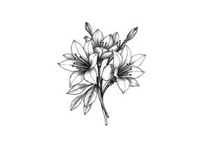small flower bouquet that has daffodil, violet and narcisuss tattoo idea