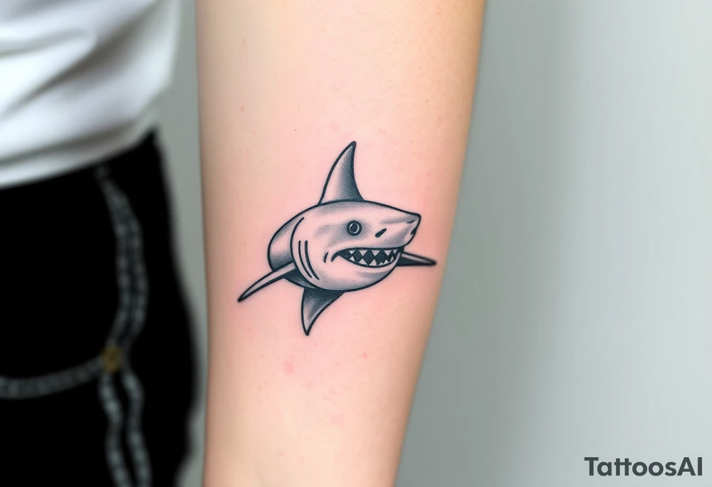 powerful  small great white shark moving forward tattoo tattoo idea