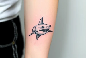 powerful  small great white shark moving forward tattoo tattoo idea