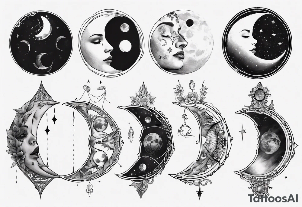 Woman's moon phase chest tattoo tattoo idea