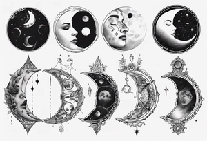 Woman's moon phase chest tattoo tattoo idea