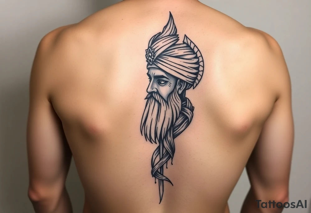 create me a leg piece to do with sikh history to do with religion tattoo idea