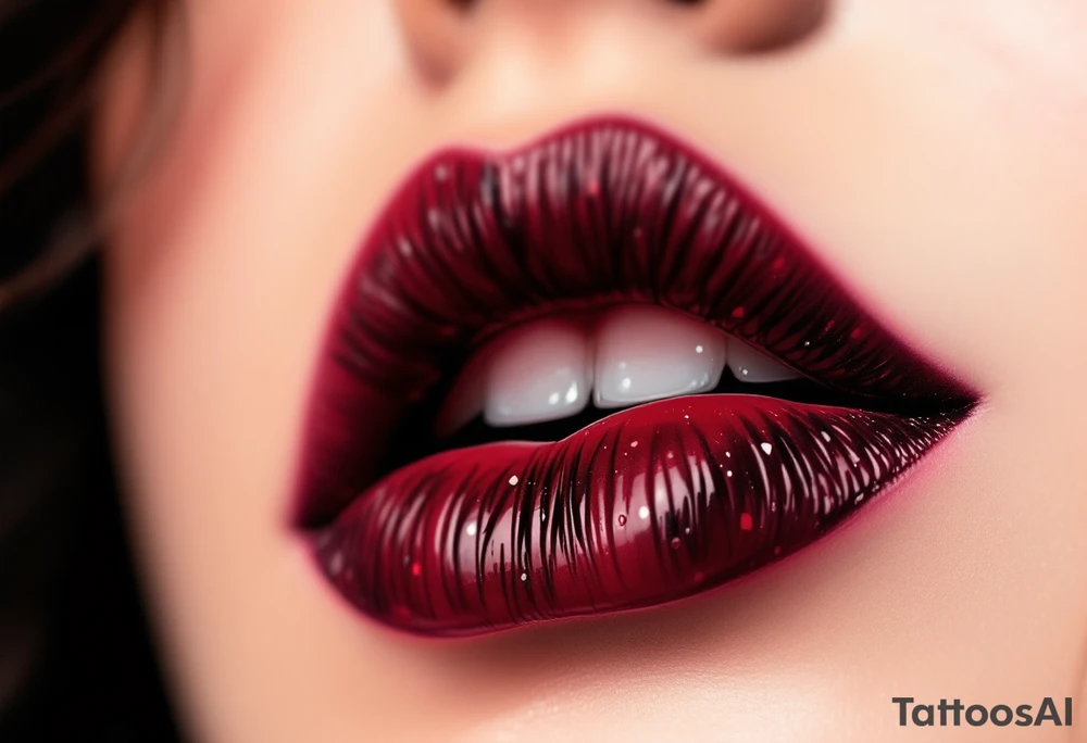Cherry Bomb Lips – Bright cherry red lips, bold and sultry, like a kiss left on a love letter. tattoo idea