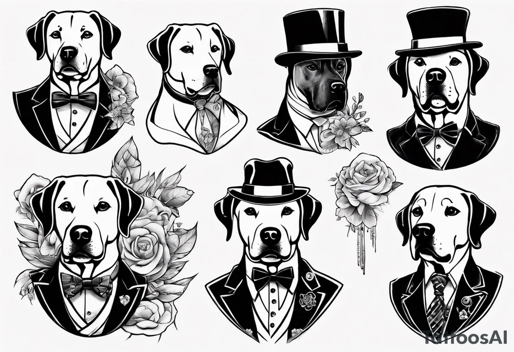 A labrador in a double breasted suit tattoo idea