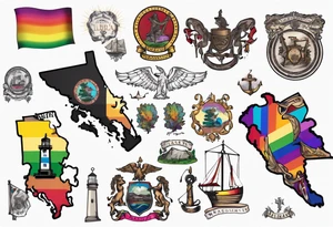 map of Massachusetts in pride colors and Libra sign tattoo idea