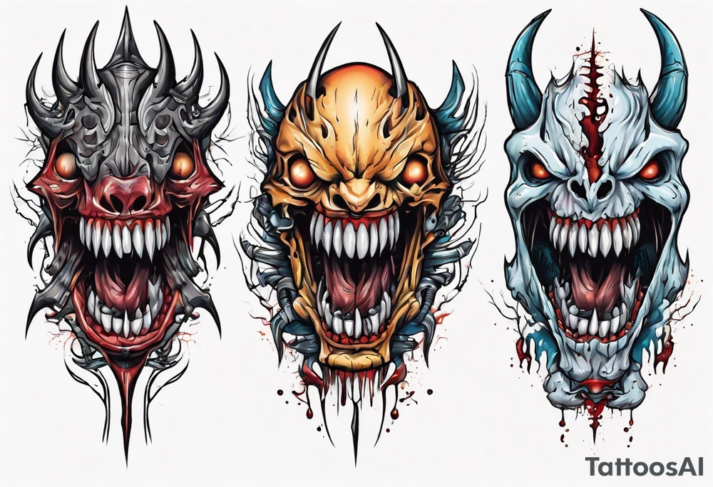 Sharp long teeth
Pattern 
Horror tattoo idea