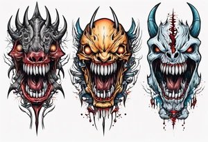 Sharp long teeth
Pattern 
Horror tattoo idea