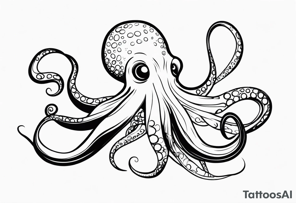 Octopus with flowing tentacles. tattoo idea