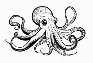 Octopus with flowing tentacles. tattoo idea