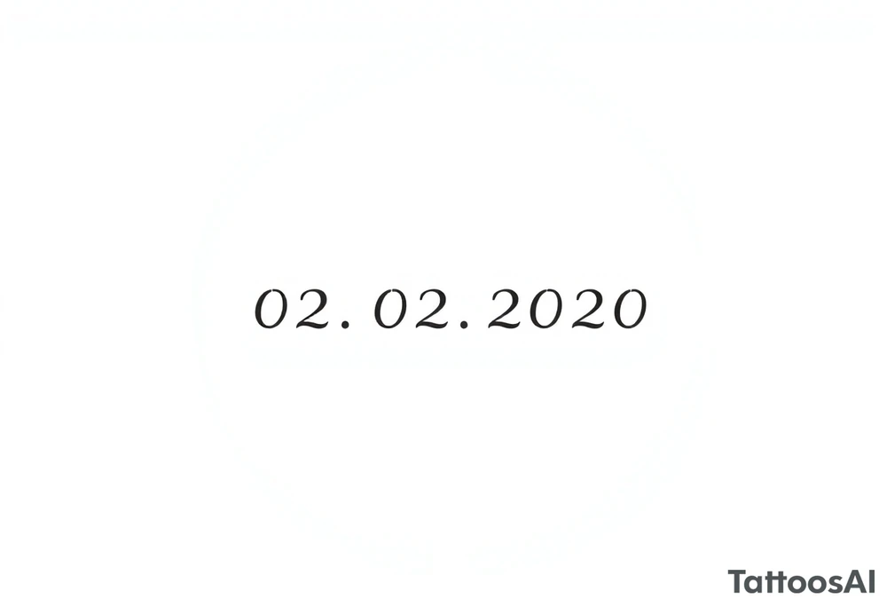 Simple 02.02.2020 in thin uppercase type and a muted olive green circle behind it. tattoo idea
