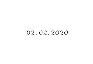 Simple 02.02.2020 in thin uppercase type and a muted olive green circle behind it. tattoo idea