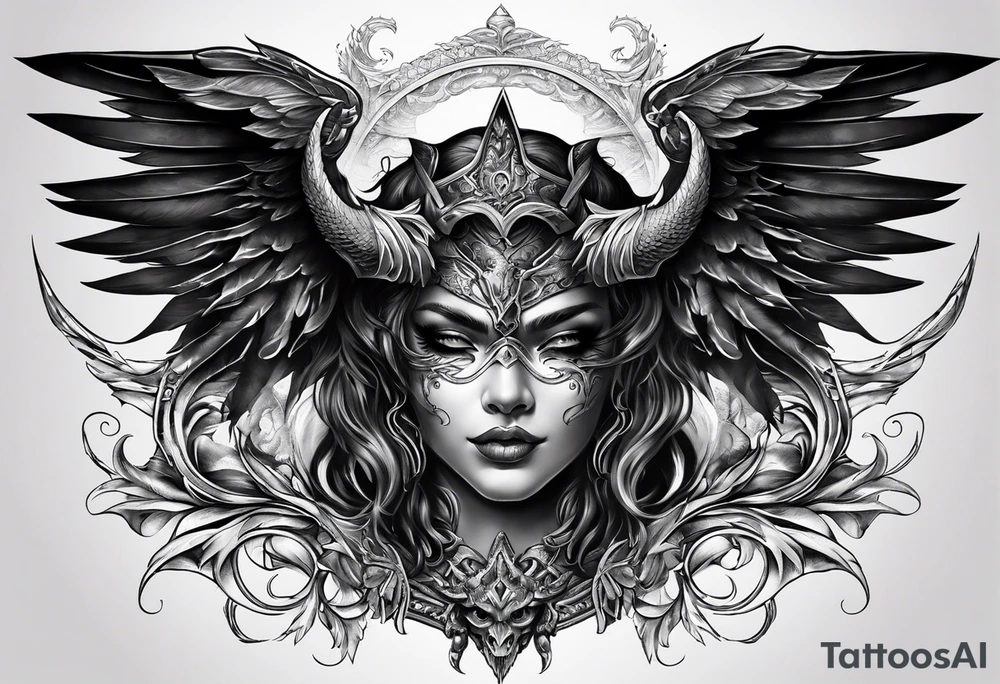 Devil with angel wings tattoo idea