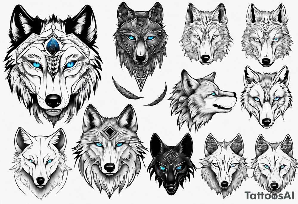 wolf with blue eyes tattoo idea