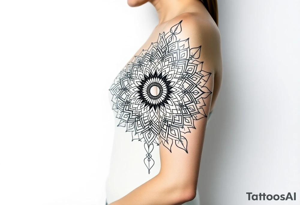 bold line shaman mandala tattoo idea