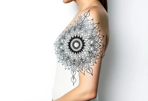 bold line shaman mandala tattoo idea