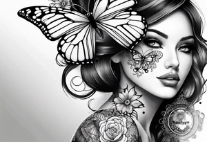 lace butterflies flowers full arm sleeve tattoo idea
