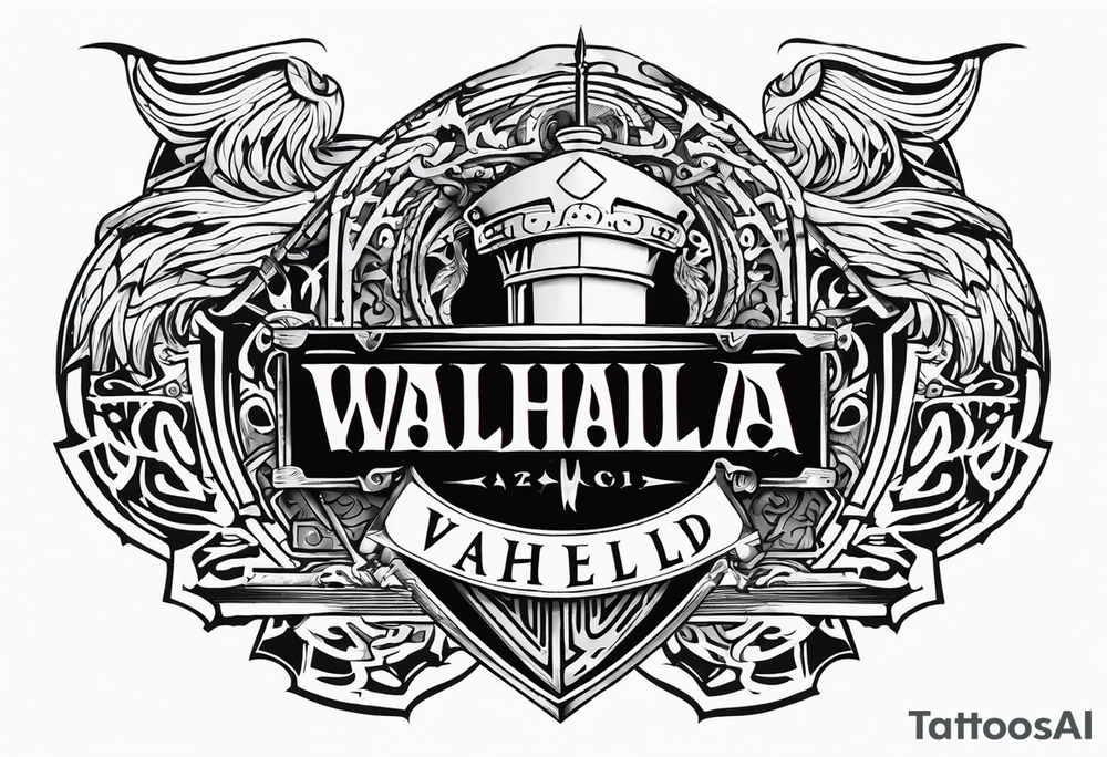 Valhalla shield fire sword tattoo idea