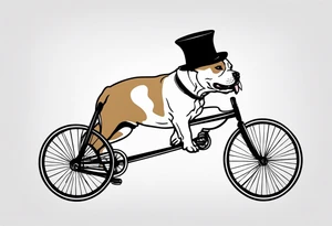 Pittbull wearing a tophat riding a tricycle wearing glasses tattoo idea