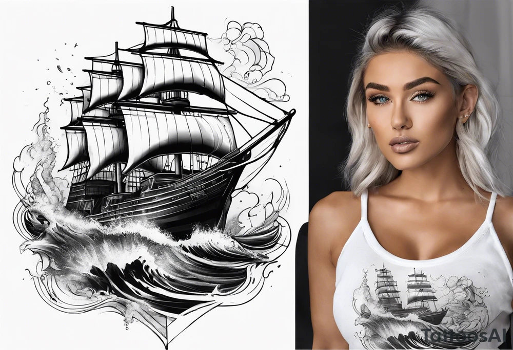 Barco destrozado tattoo idea