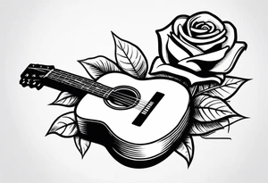 a rose, a wrench, and an acoustic guitar tattoo idea