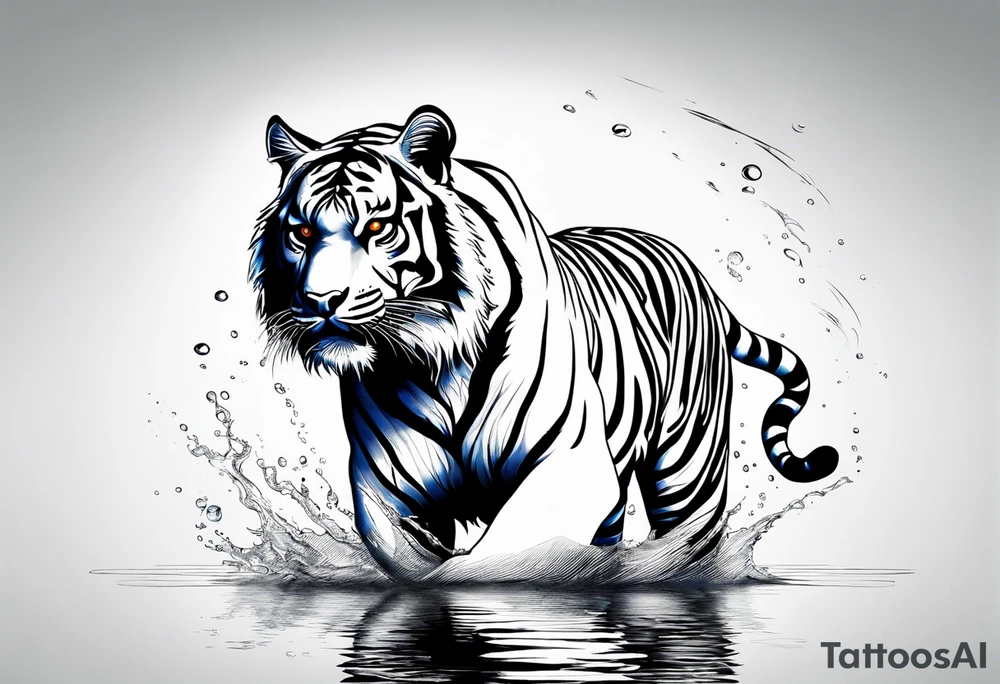 minimalist tiger near water tattoo idea