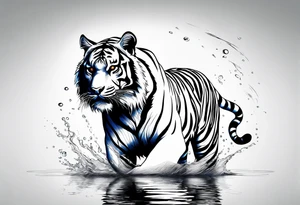 minimalist tiger near water tattoo idea